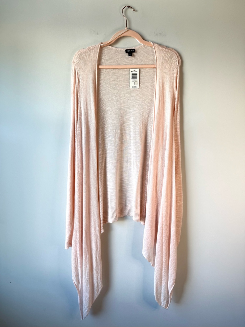 Torrid Open Front Slub Drape Cardigan Peach Blush Pink 5X Plus Size